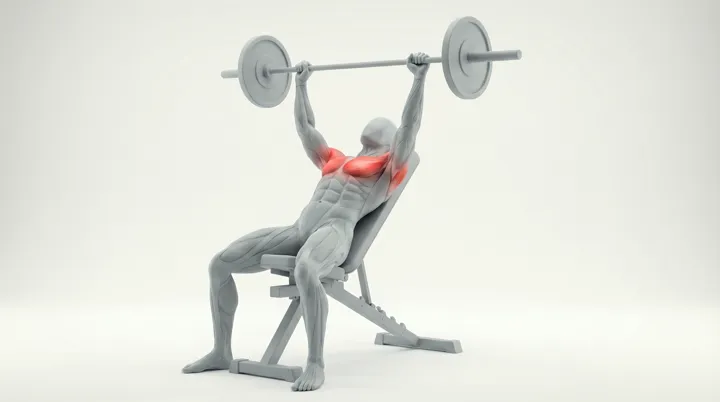 High Incline Barbell High Incline Bench Press 3D Animation — Chest | MoveKit | MoveKit