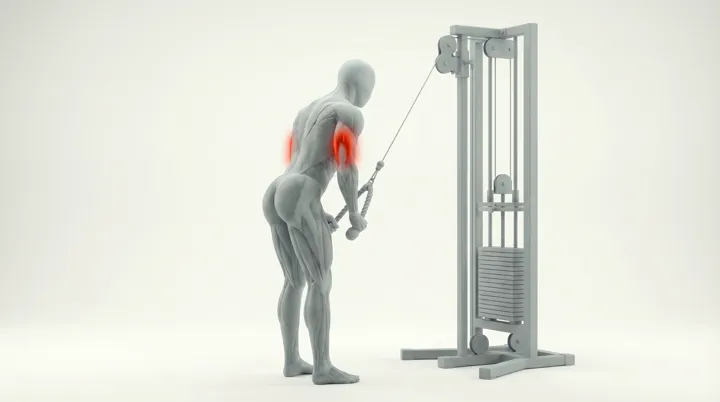 Cable Rope Pushdown 3D Animation — Triceps Asset | MoveKit | MoveKit